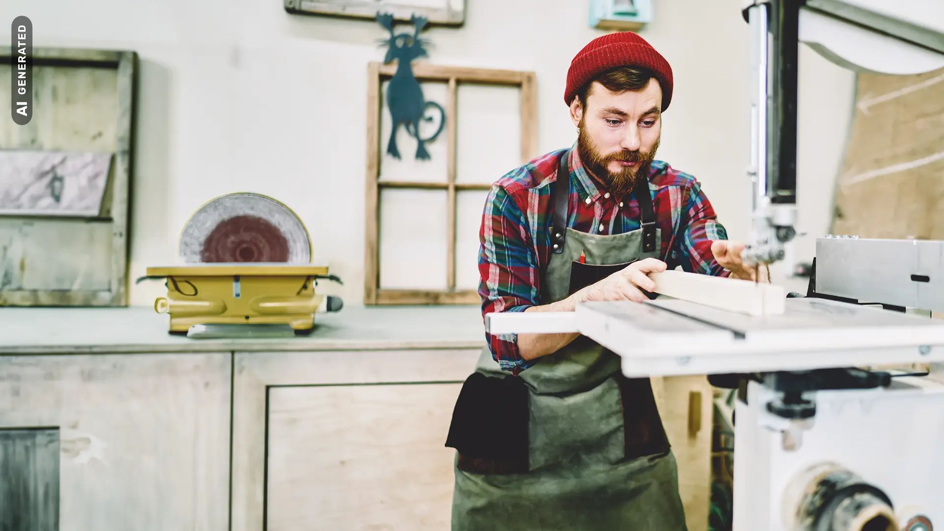 Bachelor Professional: Handwerksmeister an der Säge, AI-generated