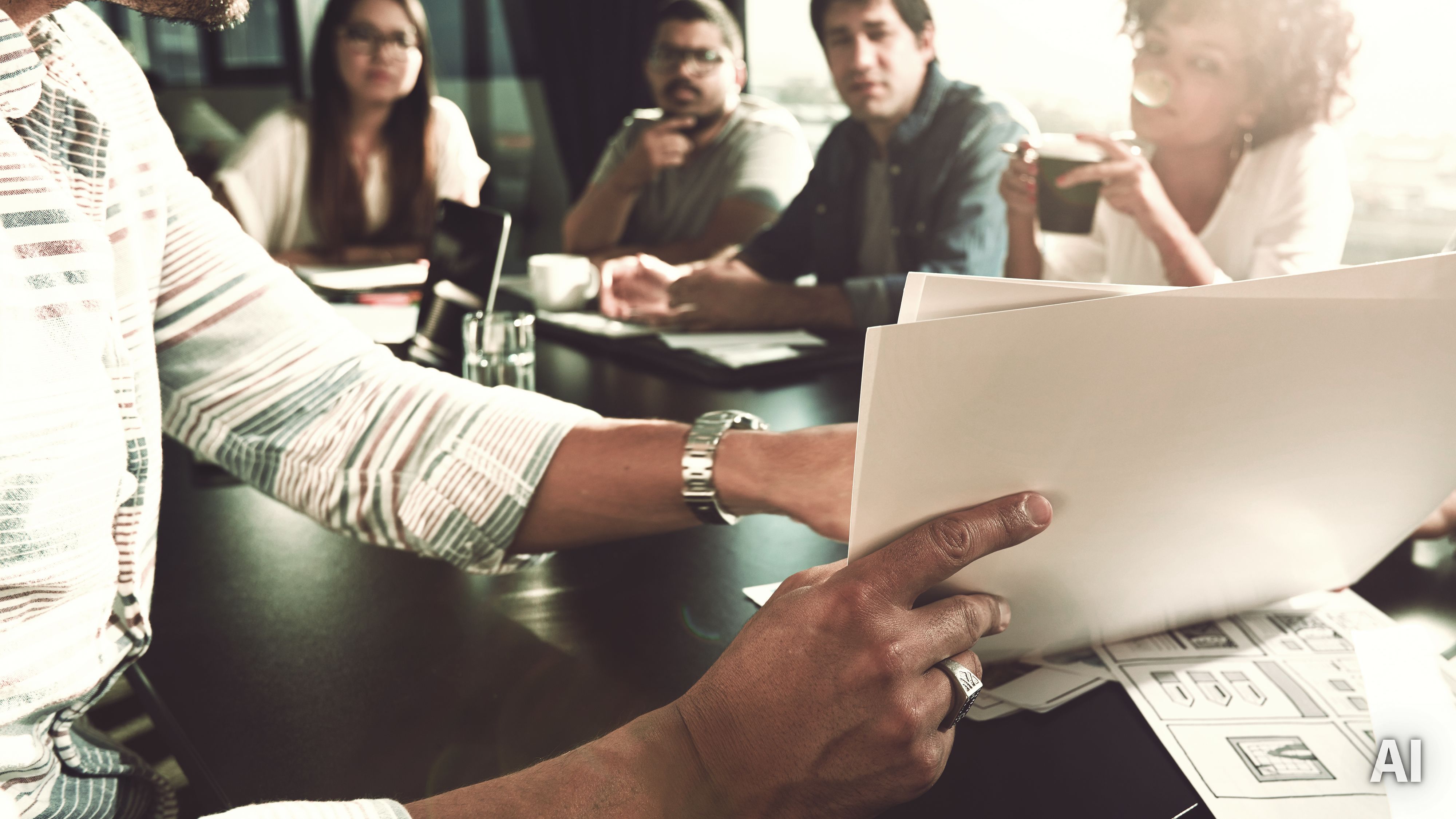 Projektmanager im Meeting, AI-generated
