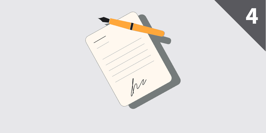 Illustration für Studiengangseiten duales Studium: Formular auf Papier mit Stift daneben