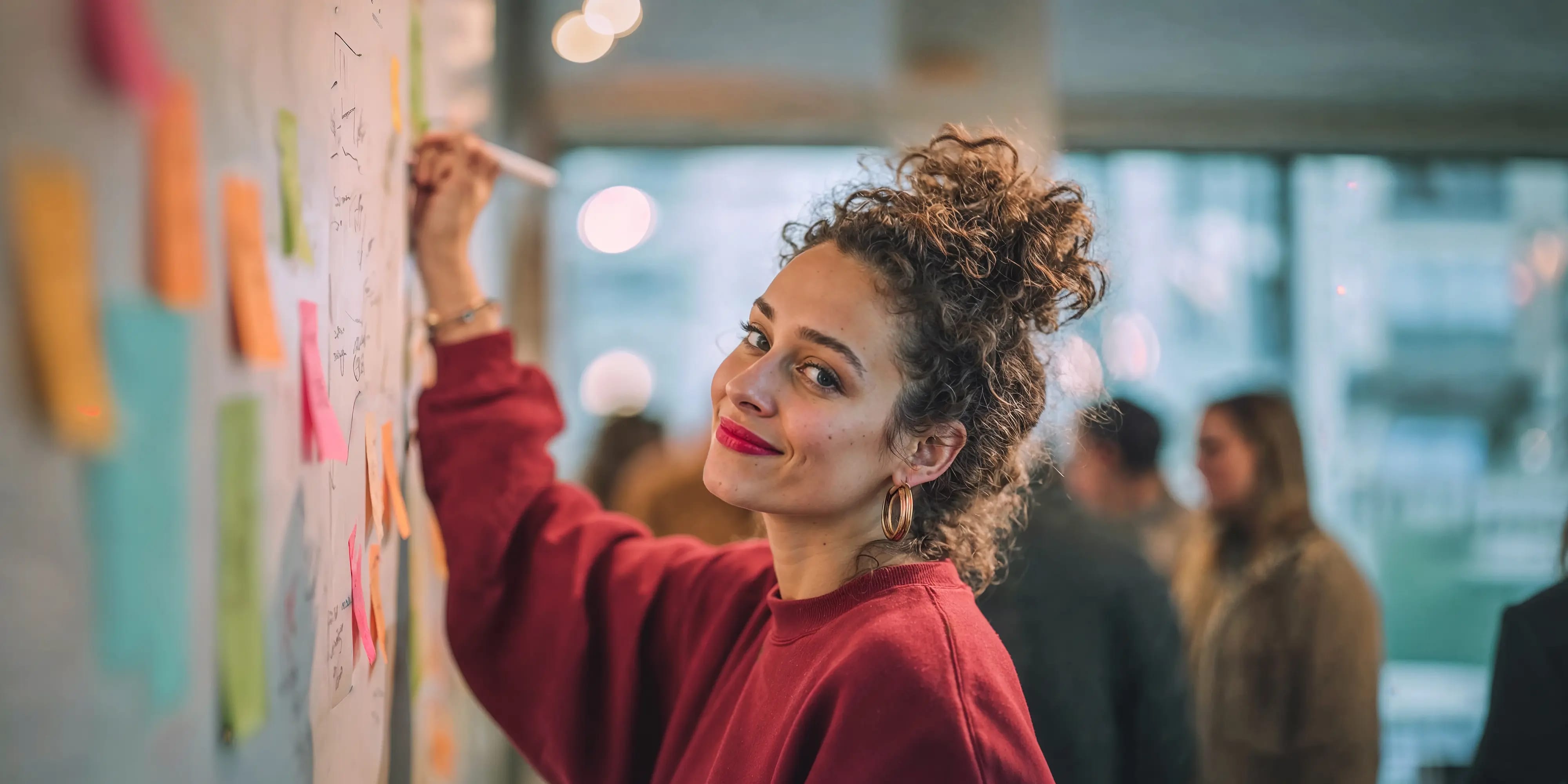 Bachelor Personalmanagement: Frau ans Whiteboard schreibend, AI-generated