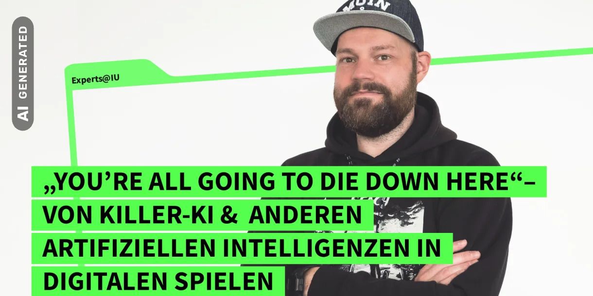 Titelbild zum Vortrag Killer-KI in digitalen Spielen, AI-generated