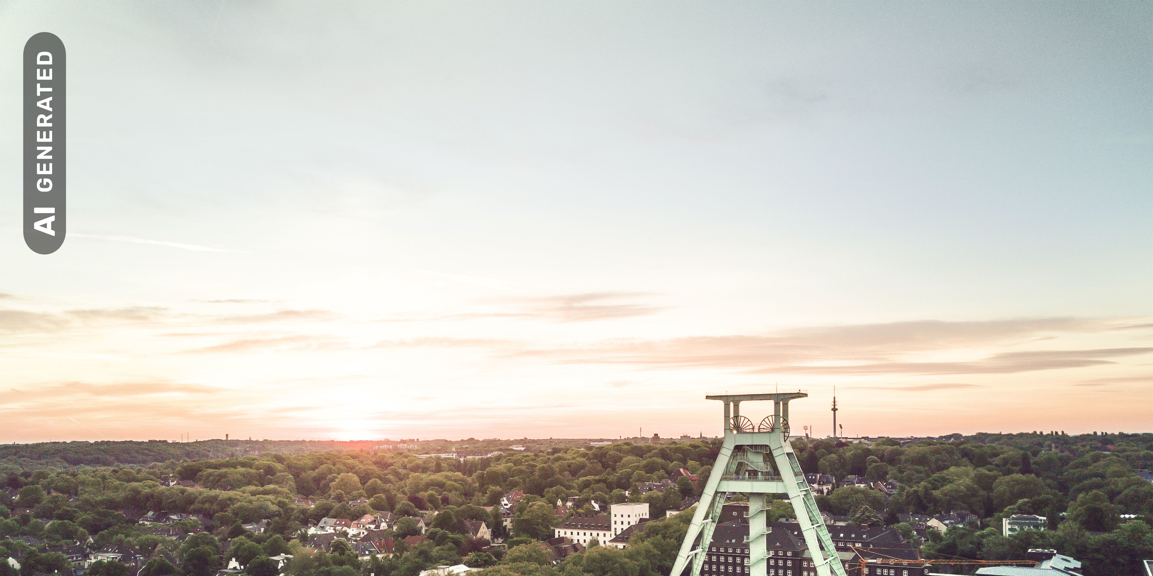 Titelbild auf Studienortseite "duales Studium Bochum": Stadtblick, AI-generated