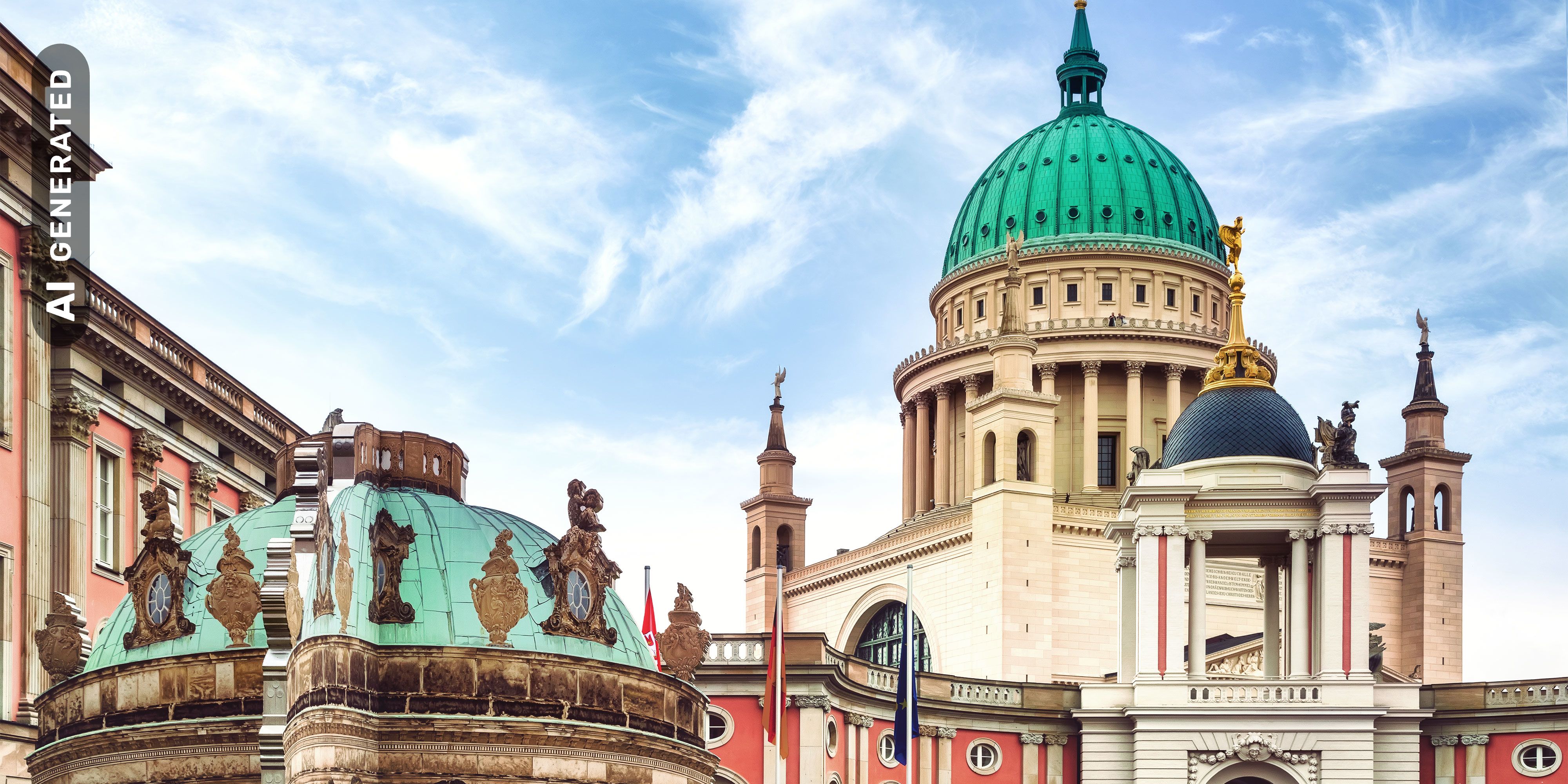 Titelbild auf Studienortseite "duales Studium Potsdam": Gebäude, AI-generated