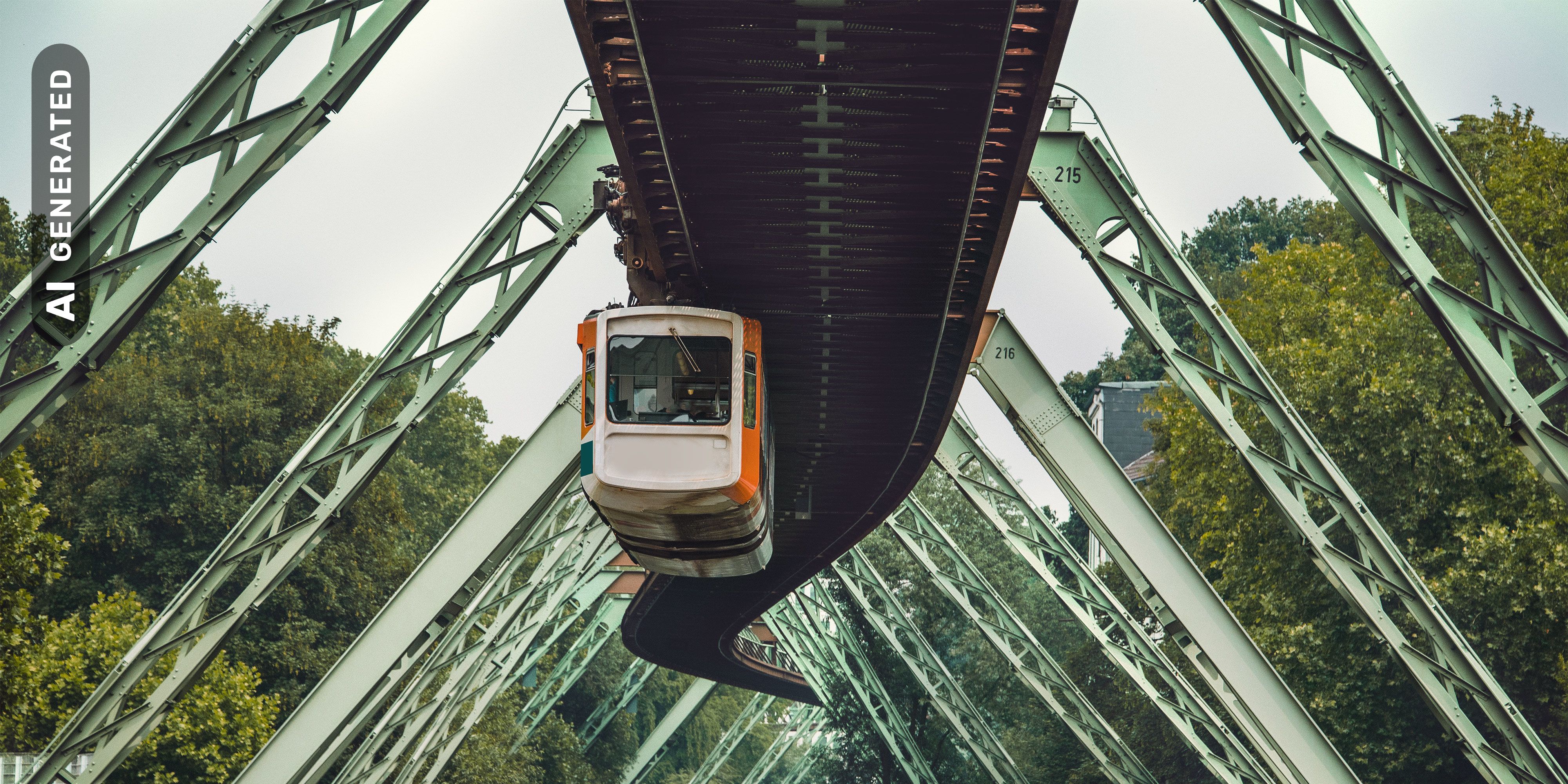 Titelbild auf Studienortseite "duales Studium Wuppertal": Hochseilbahn, AI-generated