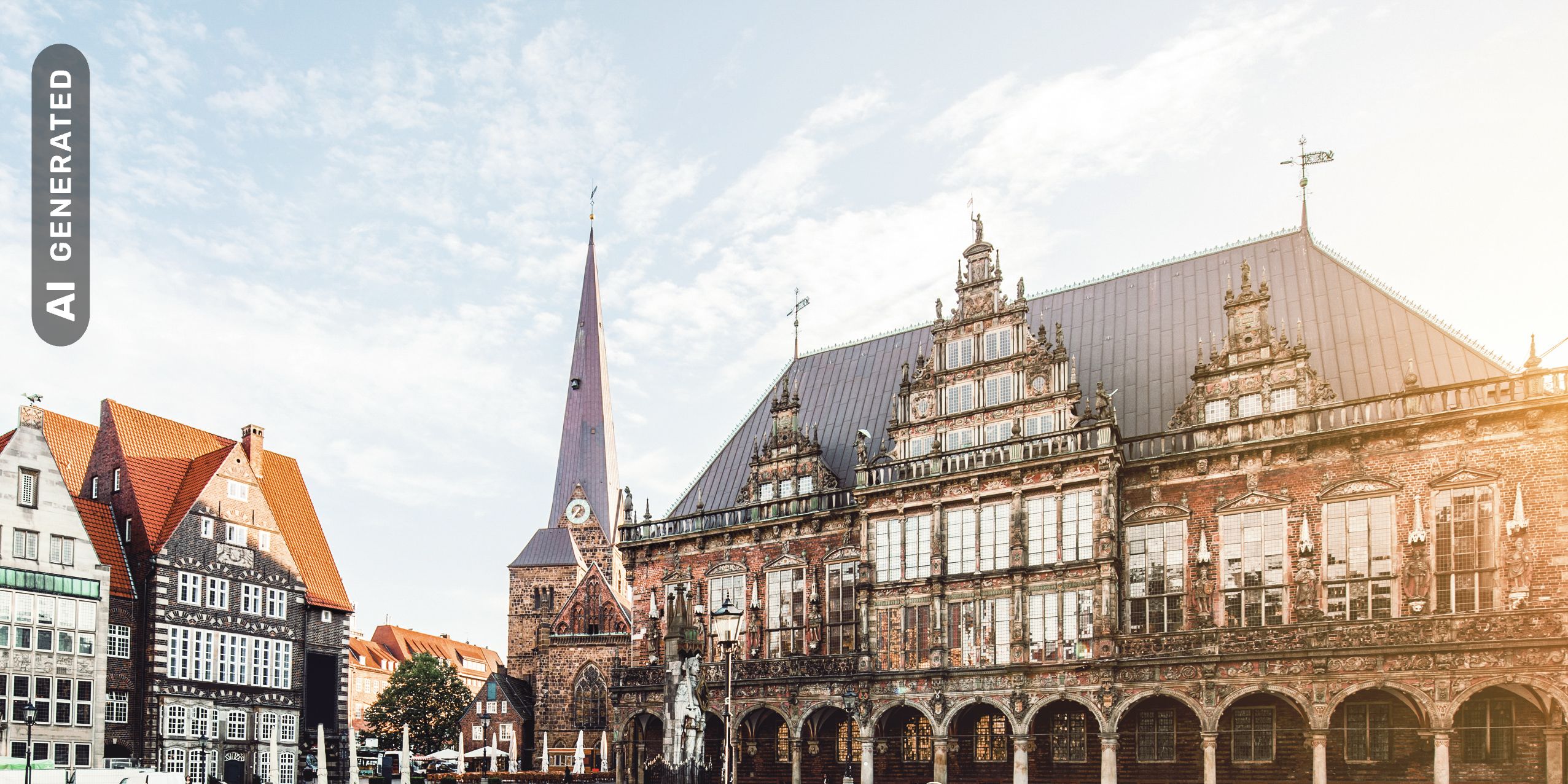 Titelbild auf Studienortseite "duales Studium Bremen": Stadtblick, AI-generated