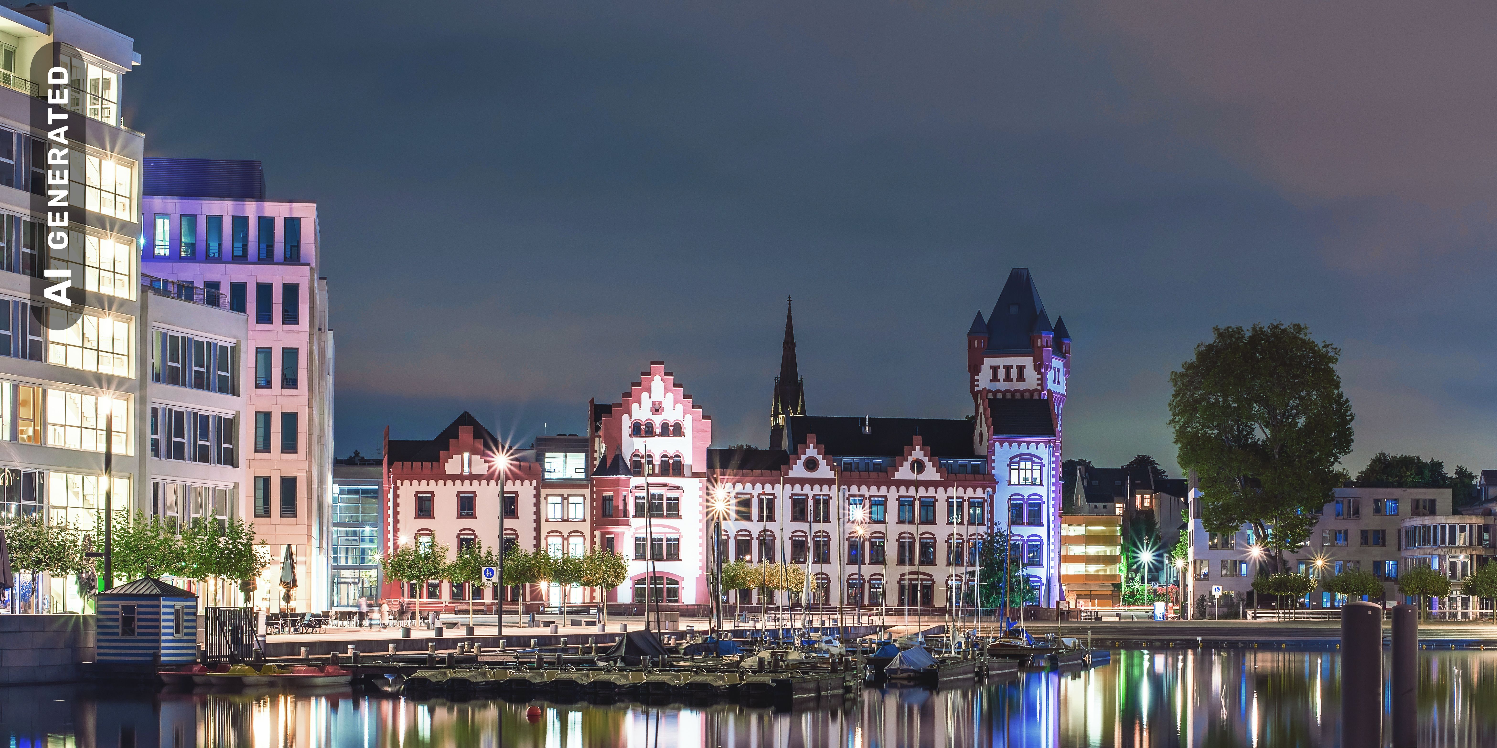 Titelbild auf Studienortseite "duales Studium Dortmund": Stadtblick, AI-generated