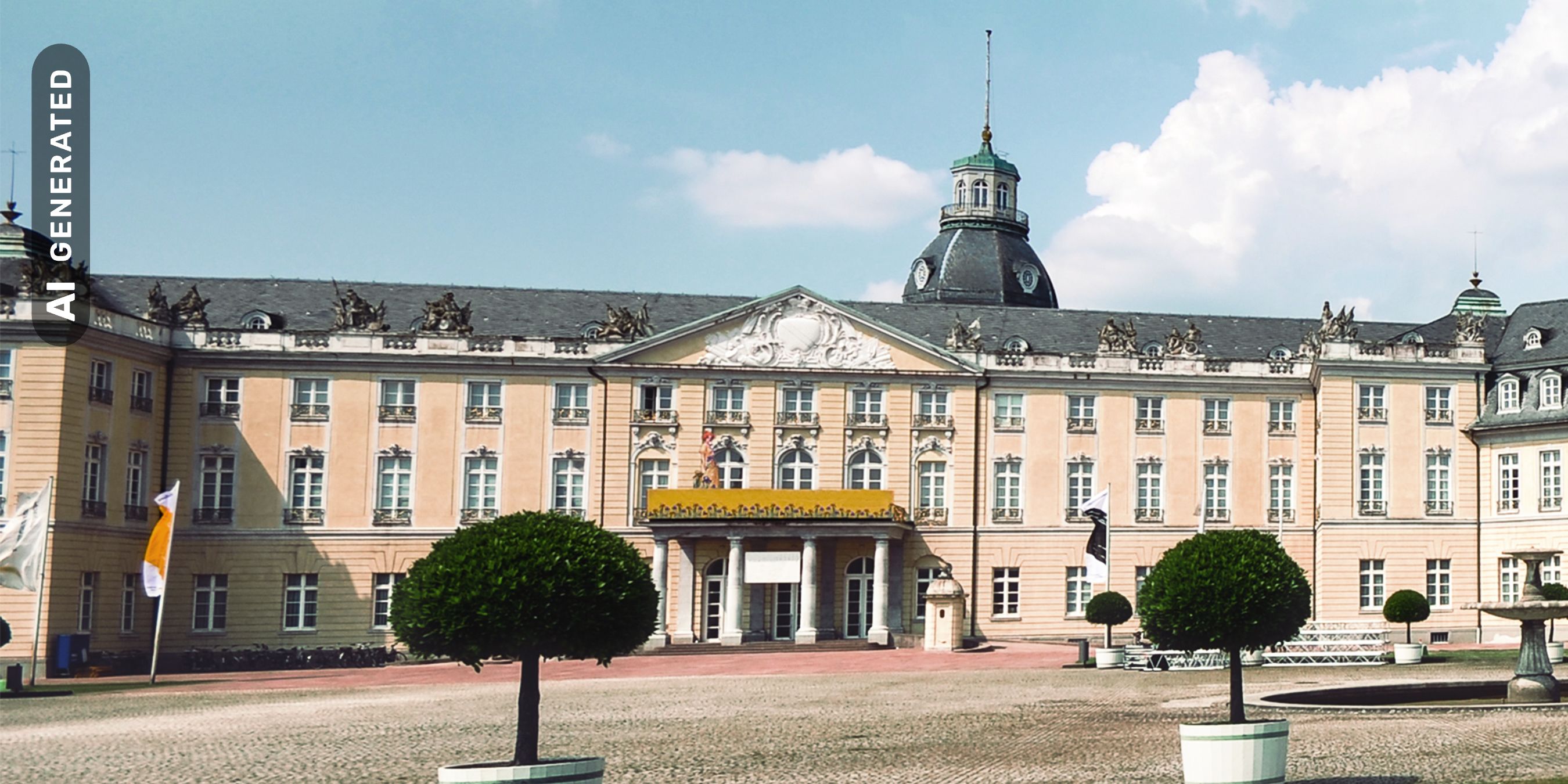 Titelbild auf Studienortseite "duales Studium Karlsruhe": Stadtblick, AI-generated