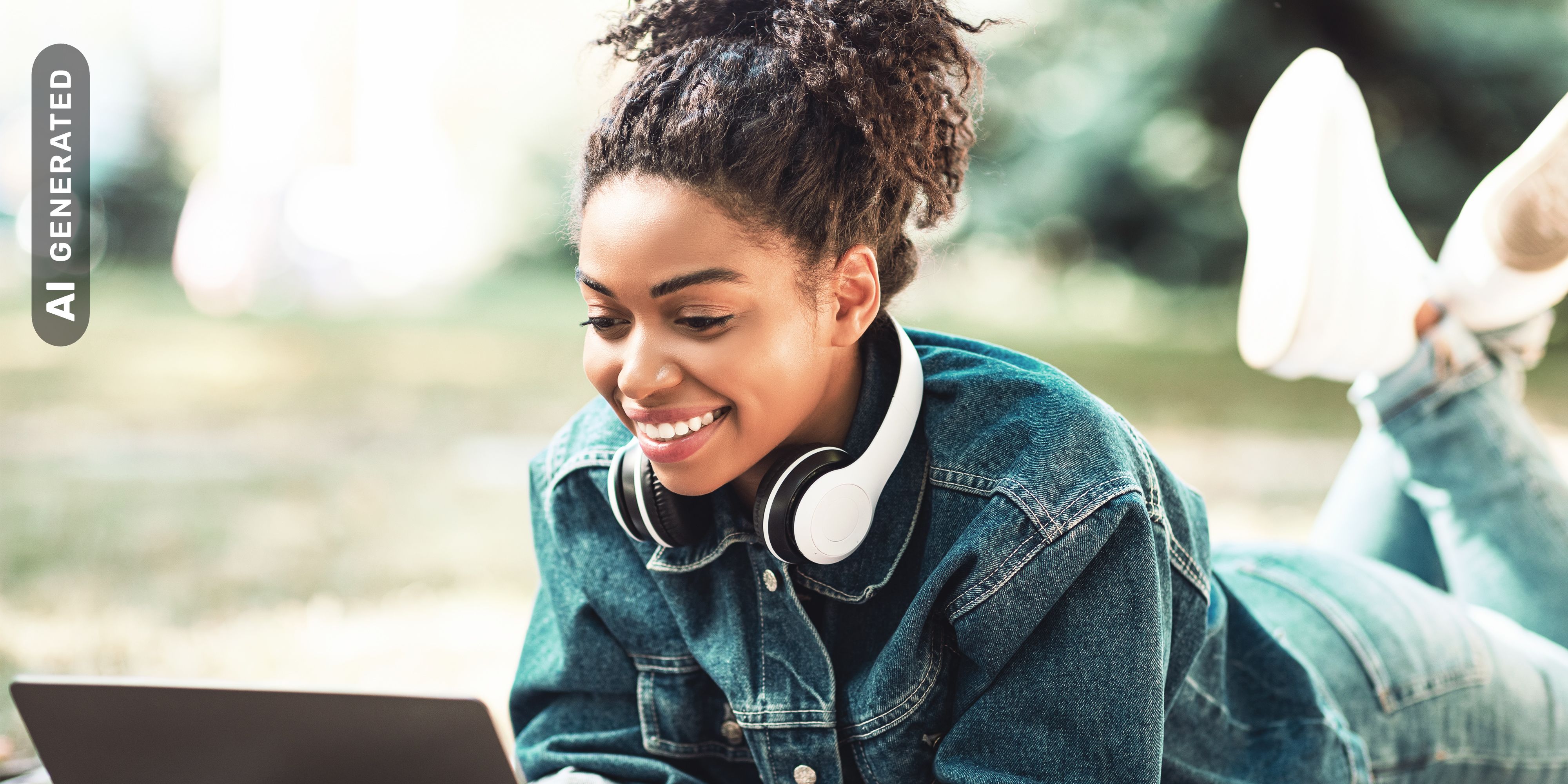 Studentin meldet sich im IU Portal myCampus an, AI-generated