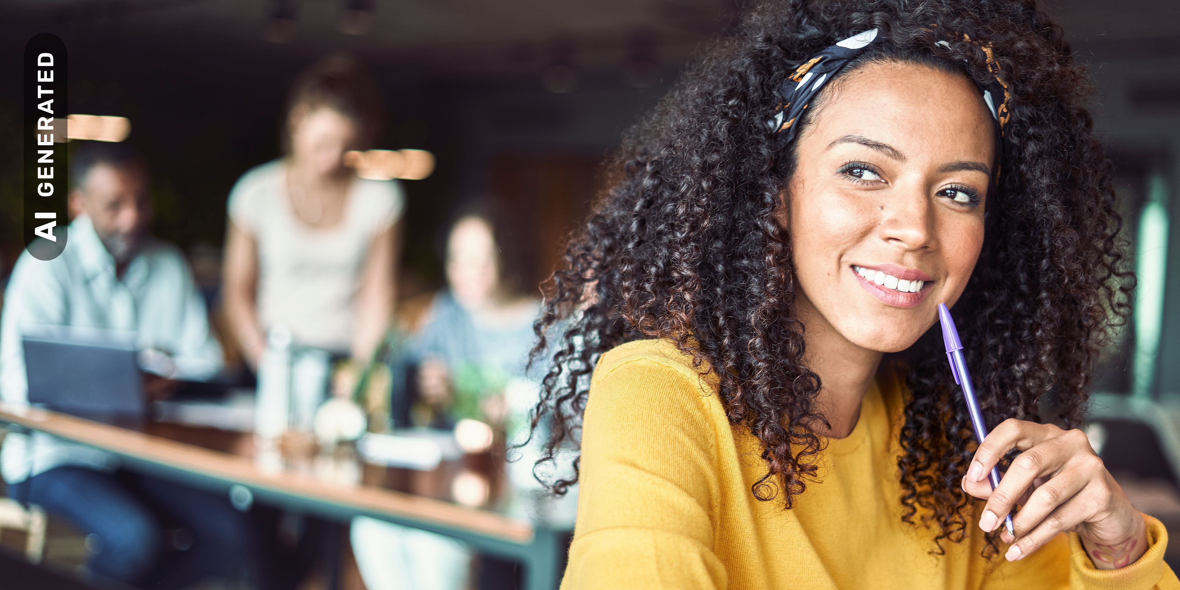 Titelbild für Infoseite "Masterstudium Vorteile": Studentin lernt am Schreibtisch, AI-generated
