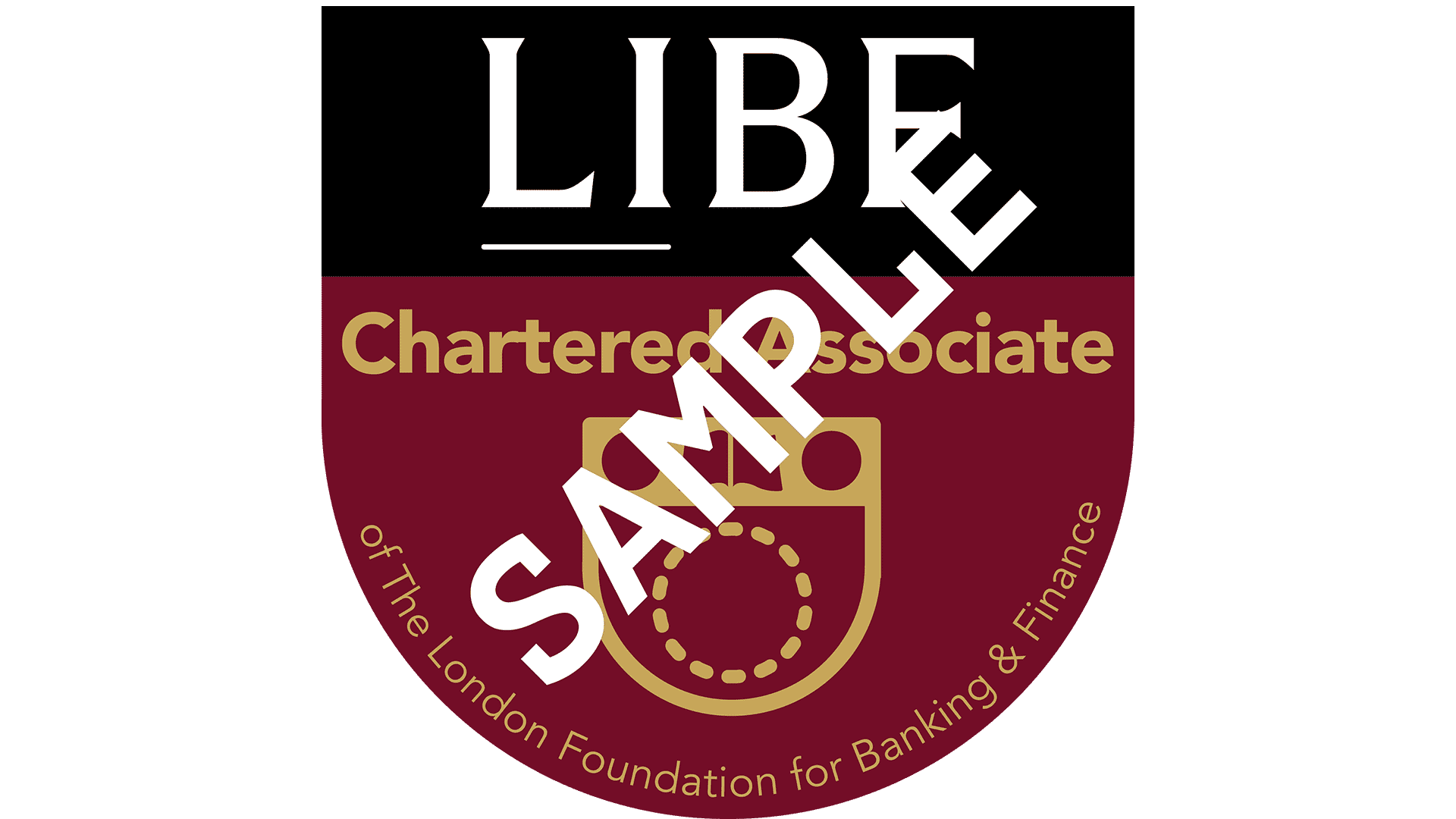 Sample digital badge of Charted Associate of the London Foundation for Banking and Finance.