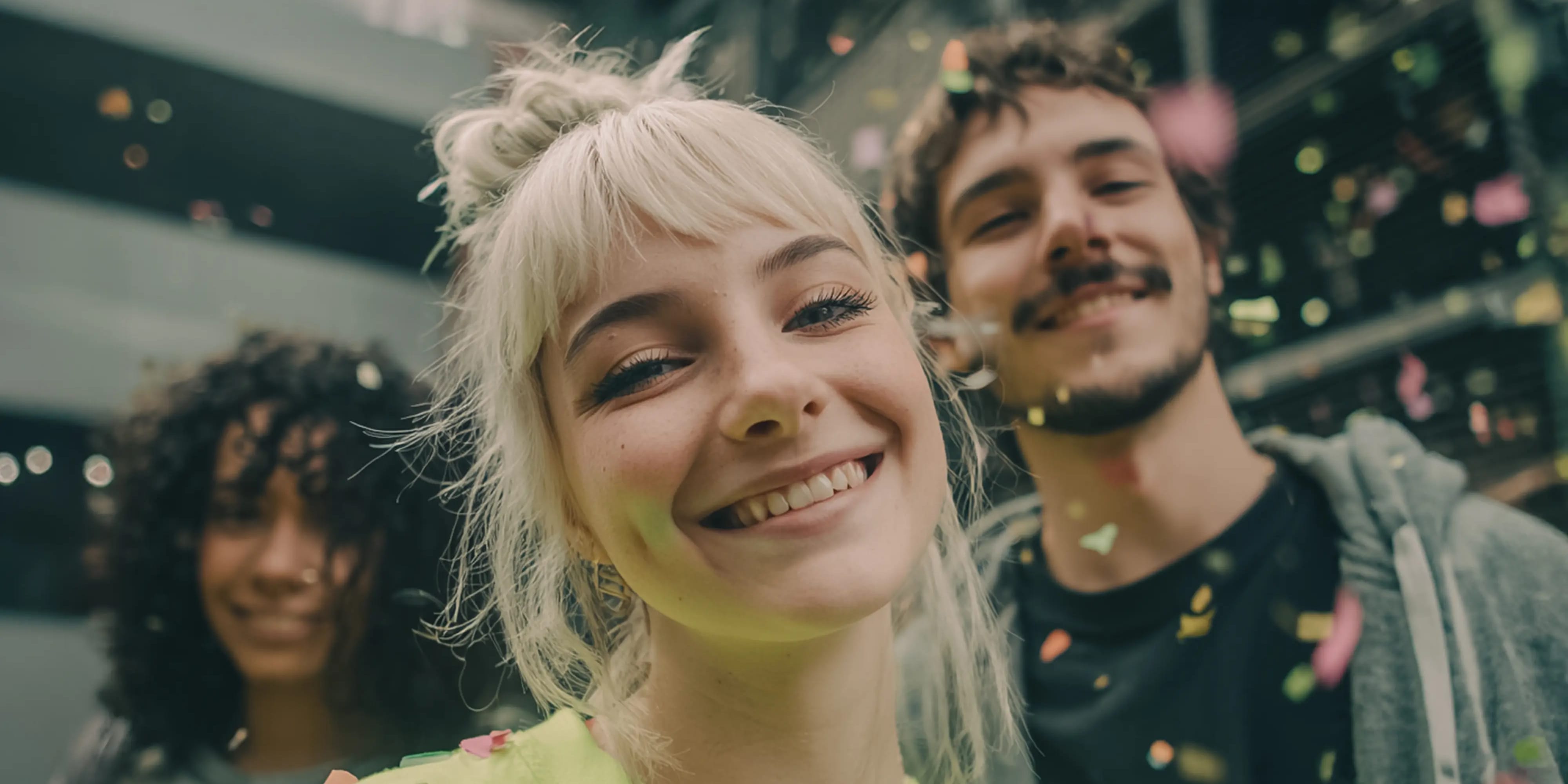 25 Jahre IU: Drei Studenten im Konfettiregen