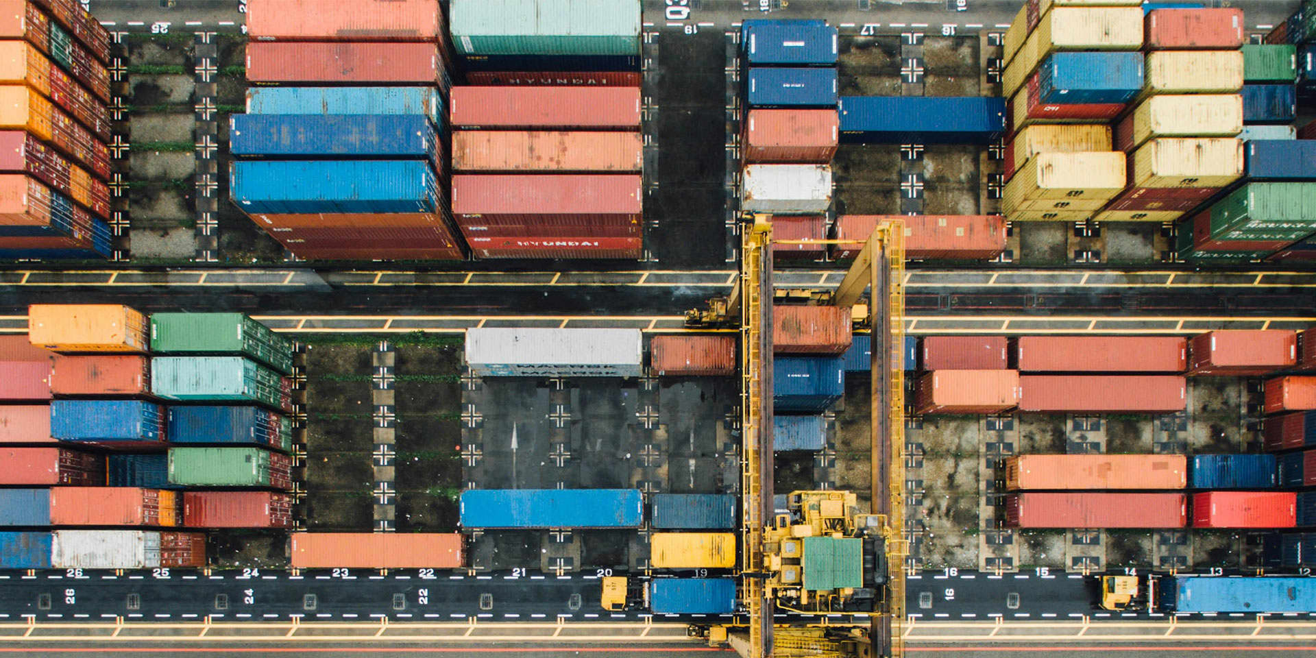 Container ships in a ship yard.