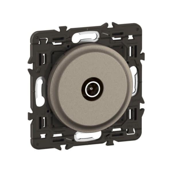 Prise TV simple mâle Céliane avec support - Titanium — Legrand, référence CY0382