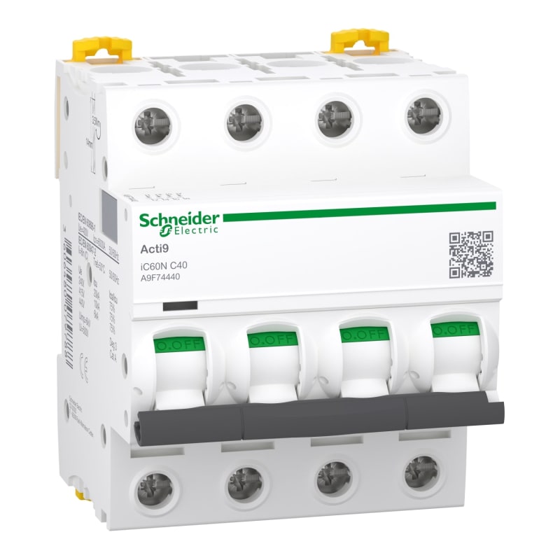 Disjoncteur, Acti9 iC60N, 4P, 40 A, courbe C, 6000 A , 10 kA SCHNEIDER — Schneider Electric, référence A9F74440