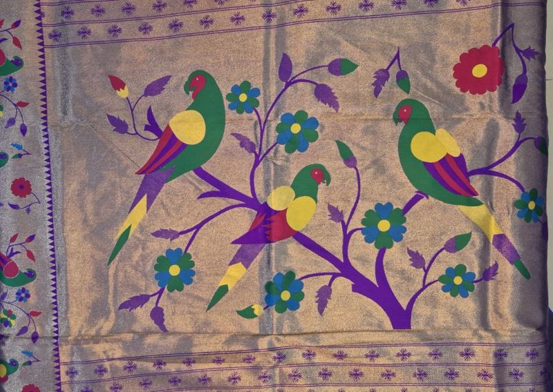 Semi paithani silk sare purple, photo 2