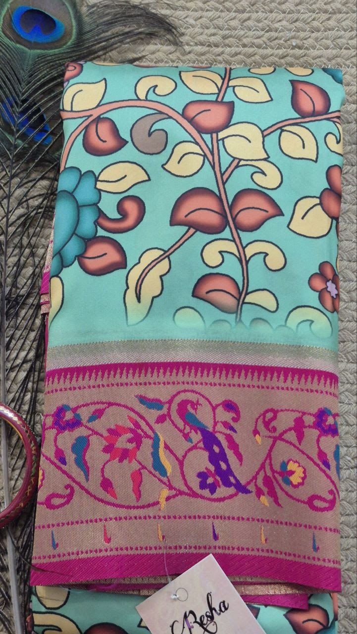 Printed Sami Paithani sari with blouse piece, photo 1