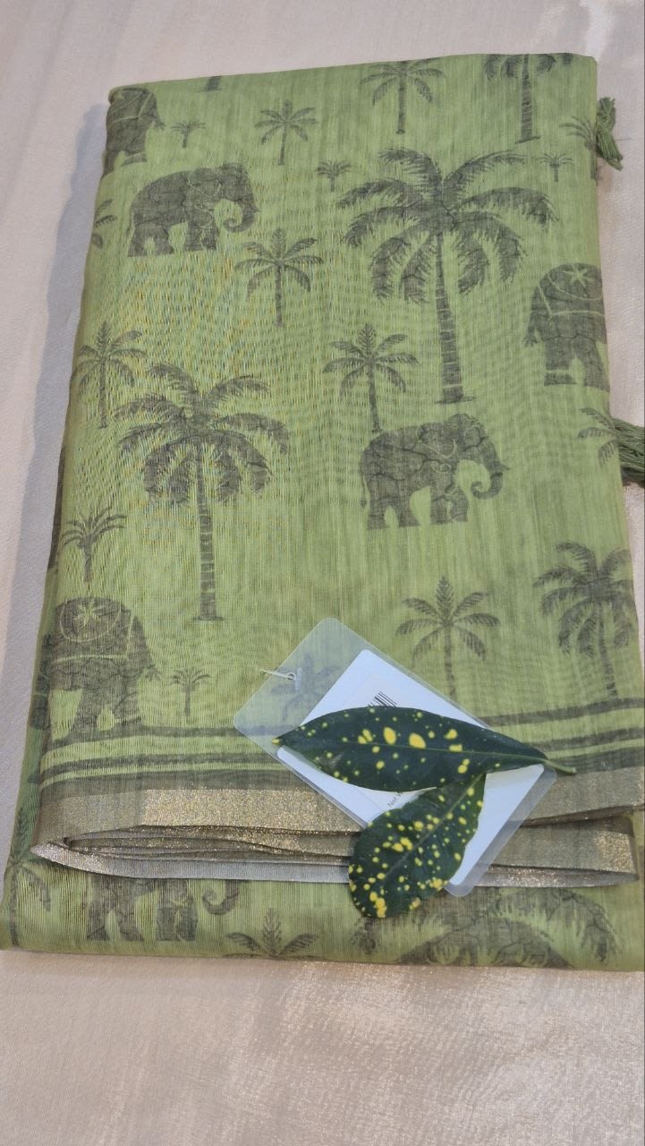 Semi chanderi Green Saree, photo 3