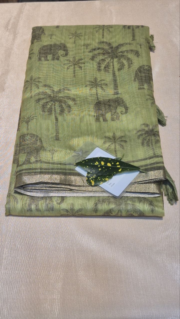 Semi chanderi Green Saree, photo 4