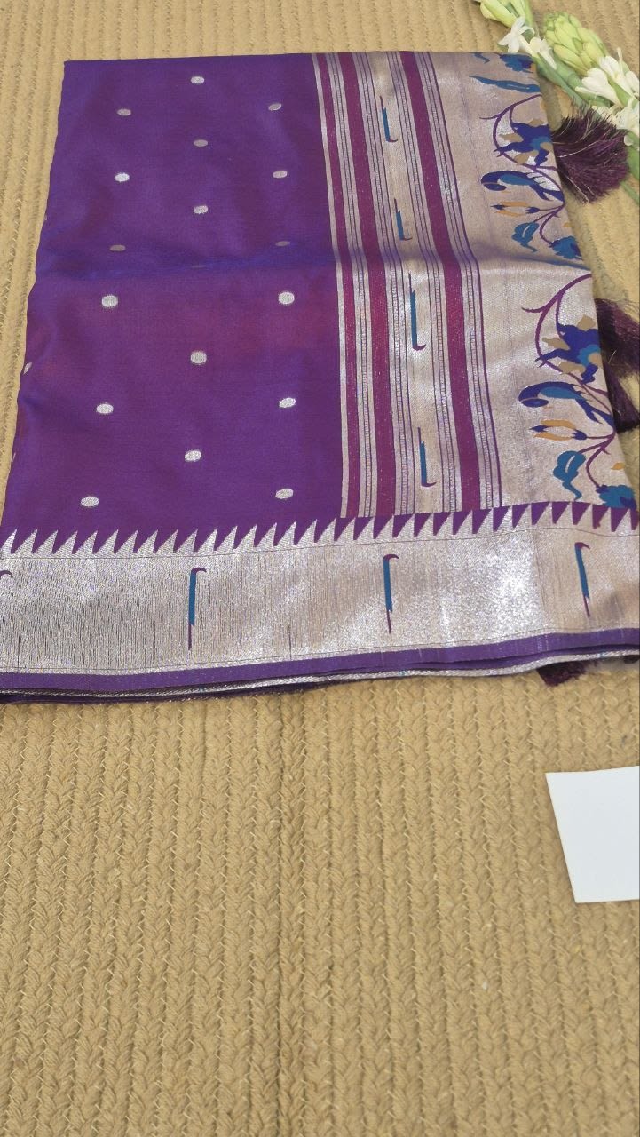 Semi paithani silk sare purple With Blouse Piece, photo 3