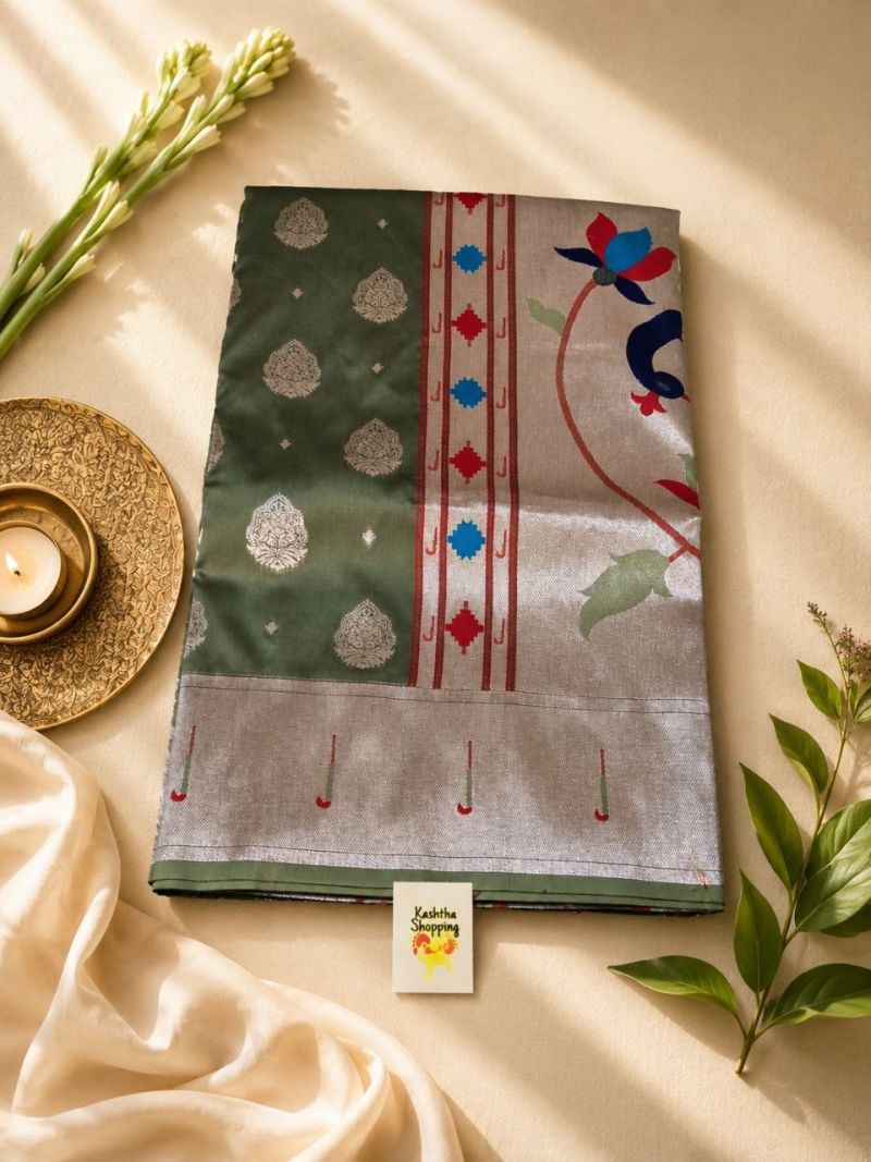 Semi Paithani Mayurka saree with blouse Piece, photo 1