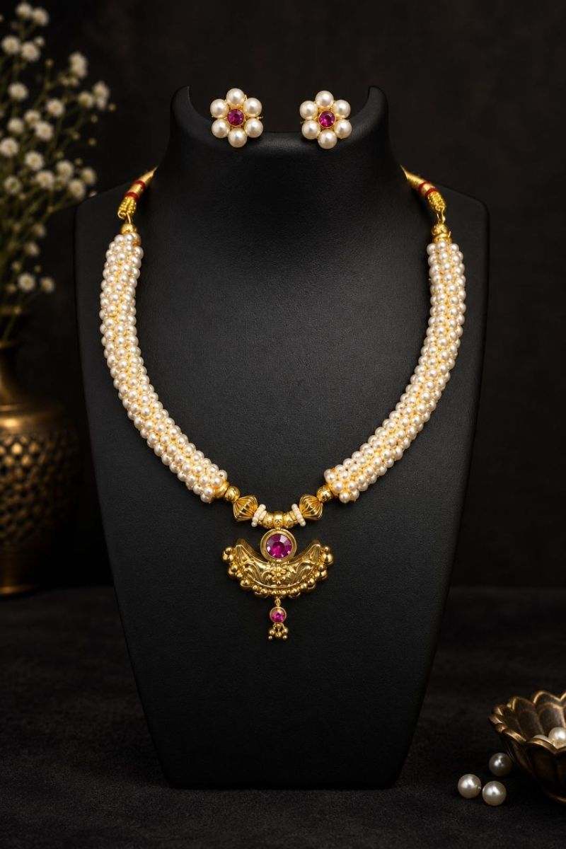 Moti saz neckless with earrings, photo 1