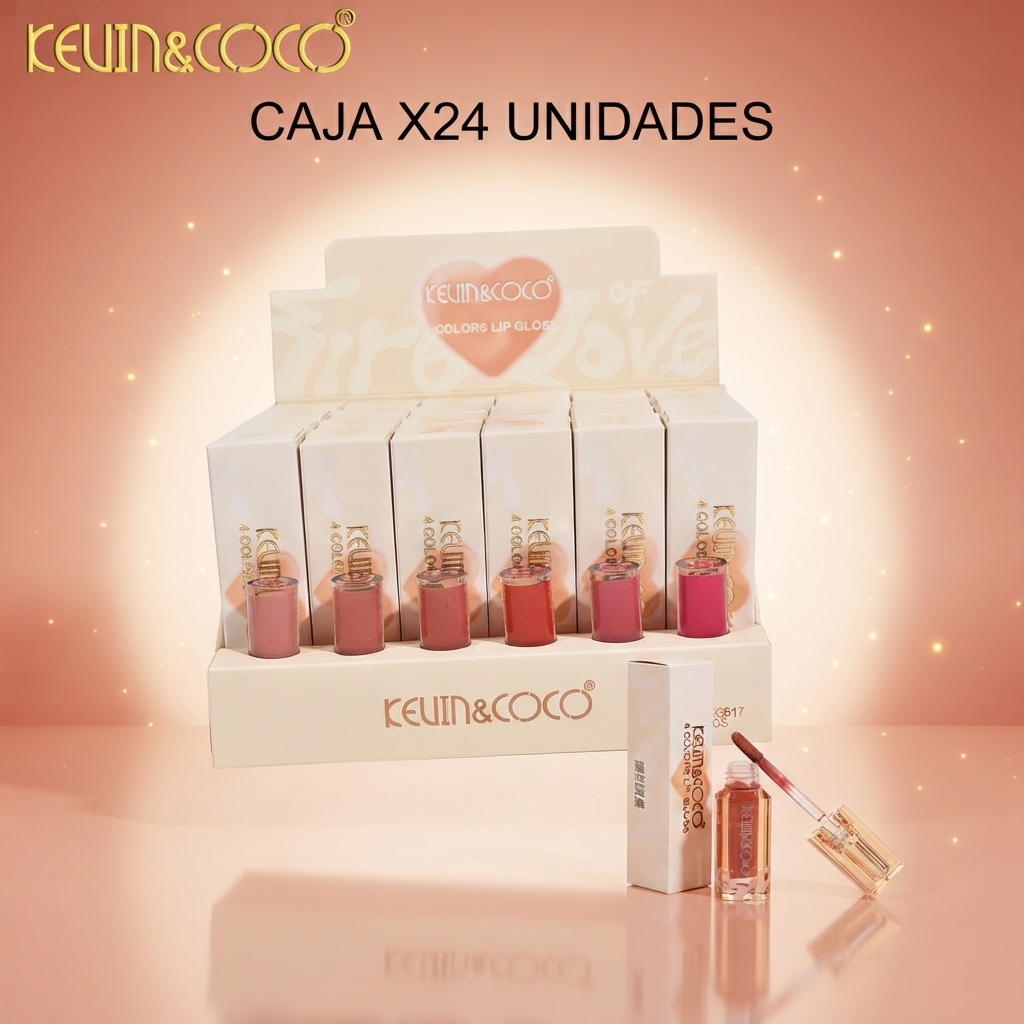 Lip Gloss KEVIN&COCO — Fire of Love, 4 Tonos REF:KC9017