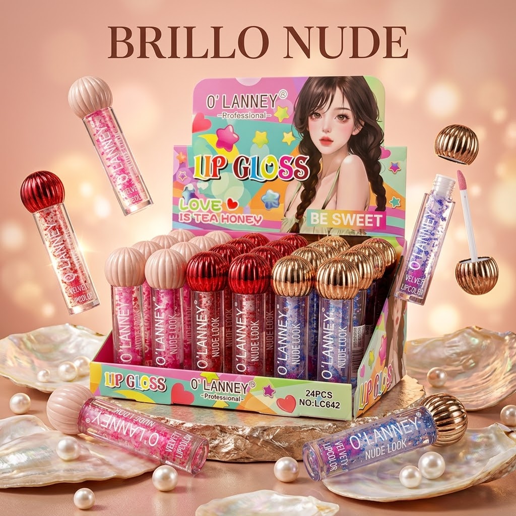 Lip Gloss O'LANNEY Nude Look con Brillo – Acabado Aterciopelado