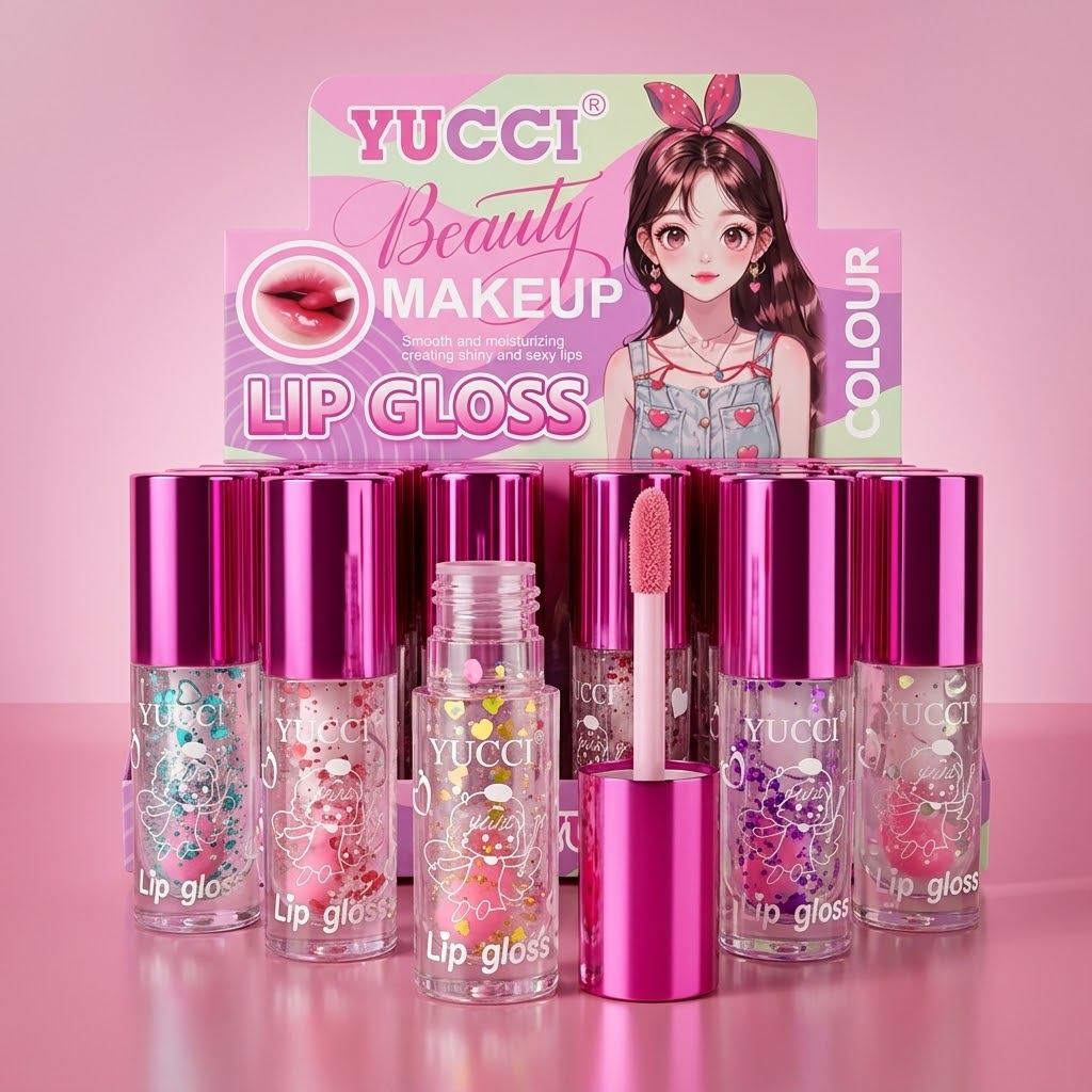 Lip Gloss YUCCI Beauty Makeup Brillante con Glitter