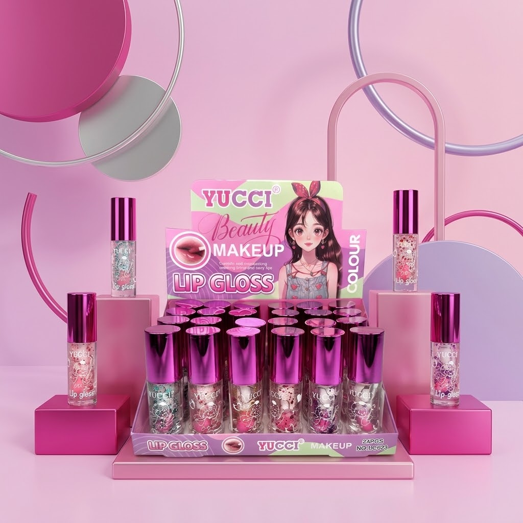 Lip Gloss YUCCI Beauty Makeup Brillante con Glitter