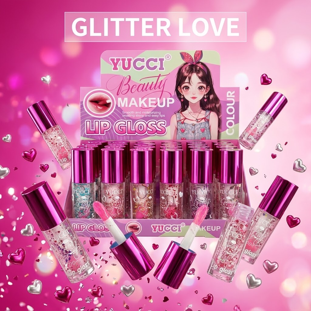 Lip Gloss YUCCI Beauty Makeup Brillante con Glitter