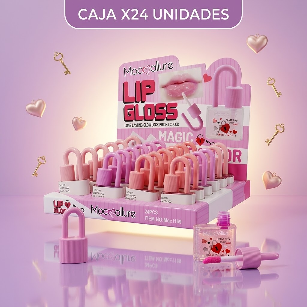 Lip Gloss Mocmallure Magic Lock - Candado Decorativo