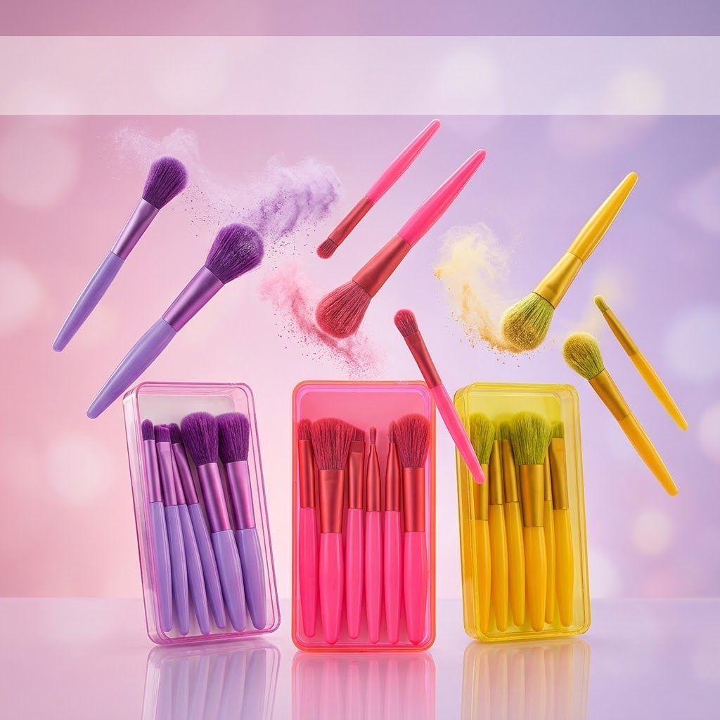 Set de Brochas de Maquillaje Animalitos x5 – Estuche Decorativo