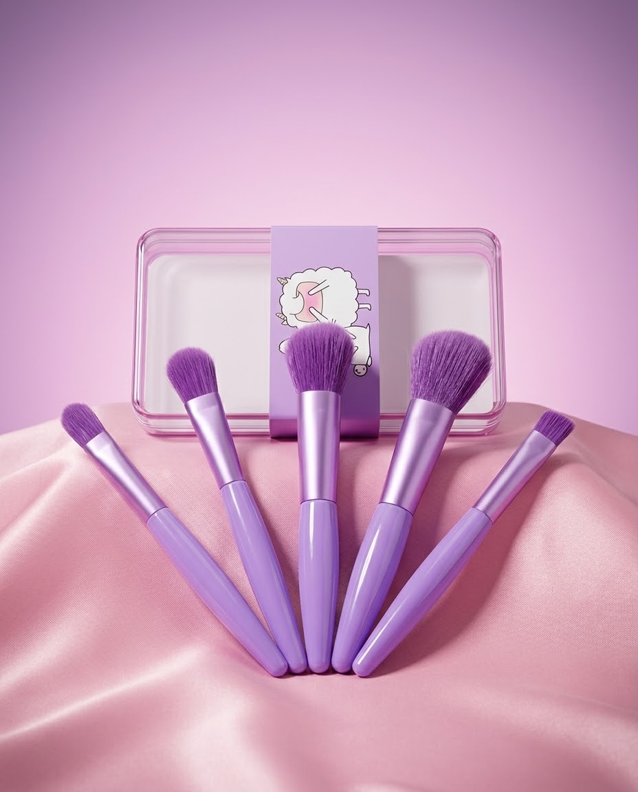 Set de Brochas de Maquillaje Animalitos x5 – Estuche Decorativo