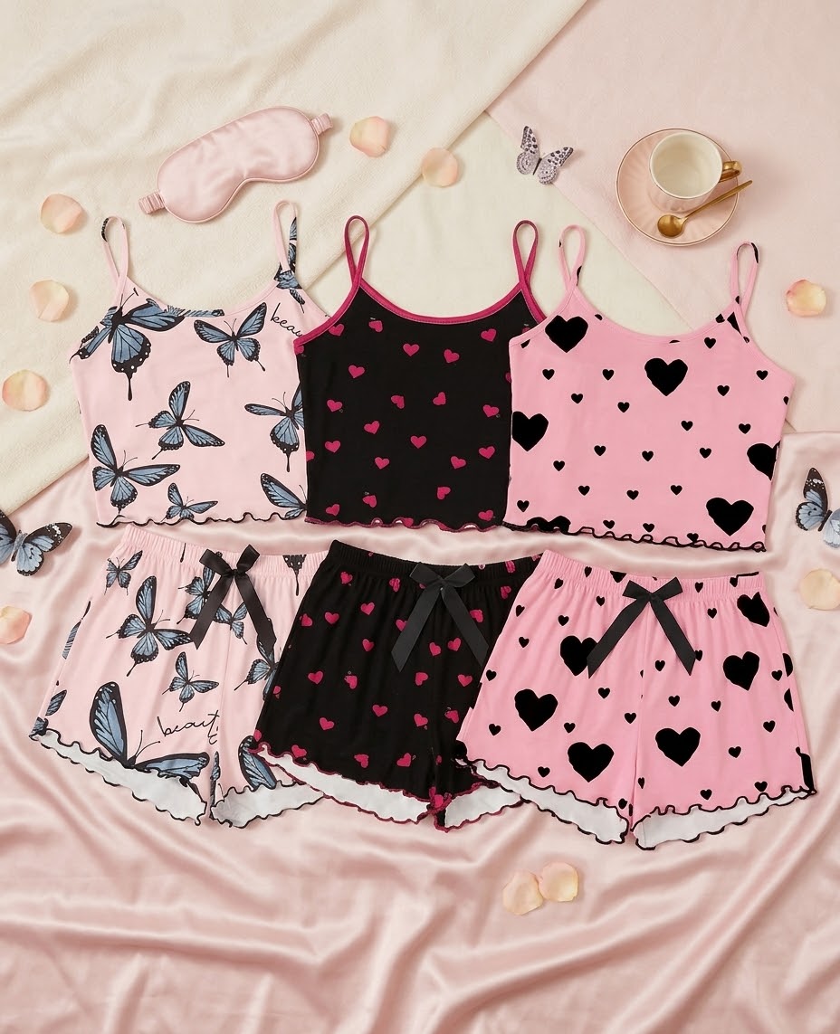 Pijama 2 Piezas Mariposas y Corazones