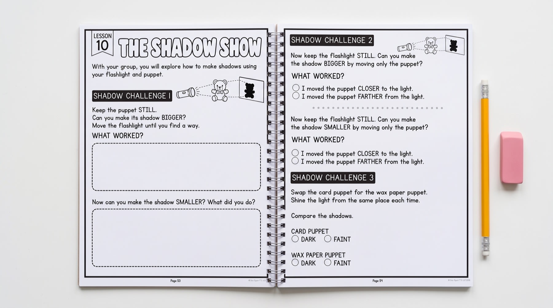 An open student journal spread