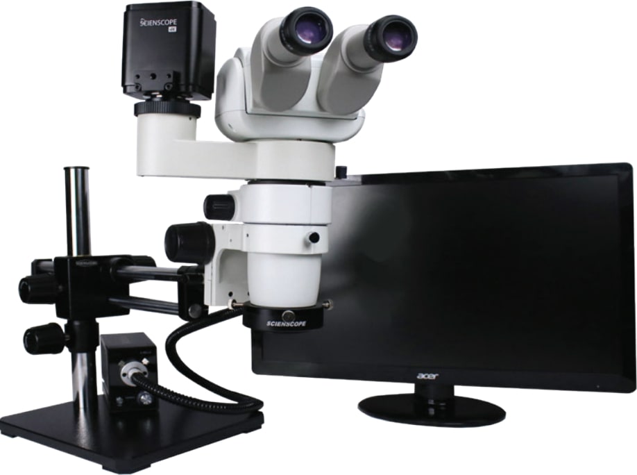 Scienscope E-Series 40-Degree Binocular Head and Dual LED Illuminator with Fiber Optic Annular Ring Light