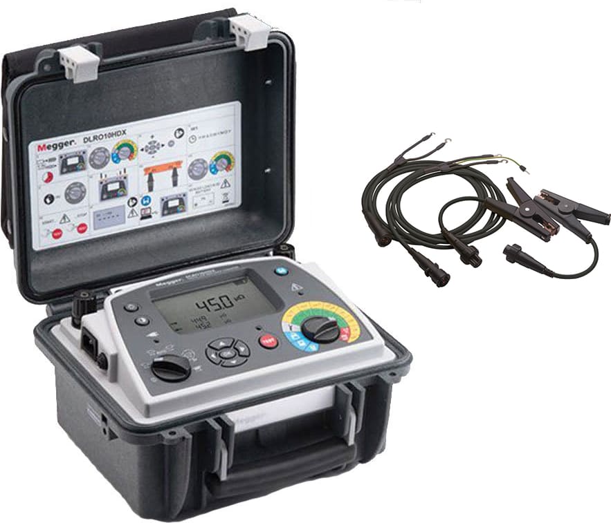 Megger DLRO-10HDX KC1 - 10 Amp Digital Low Resistance with Kelvin Clip 3m Lead Set