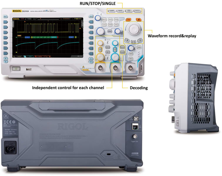 RIGOL - Osciloscopio Digital 2CH, 300Mhz, 2Gsa/S - DS2302A