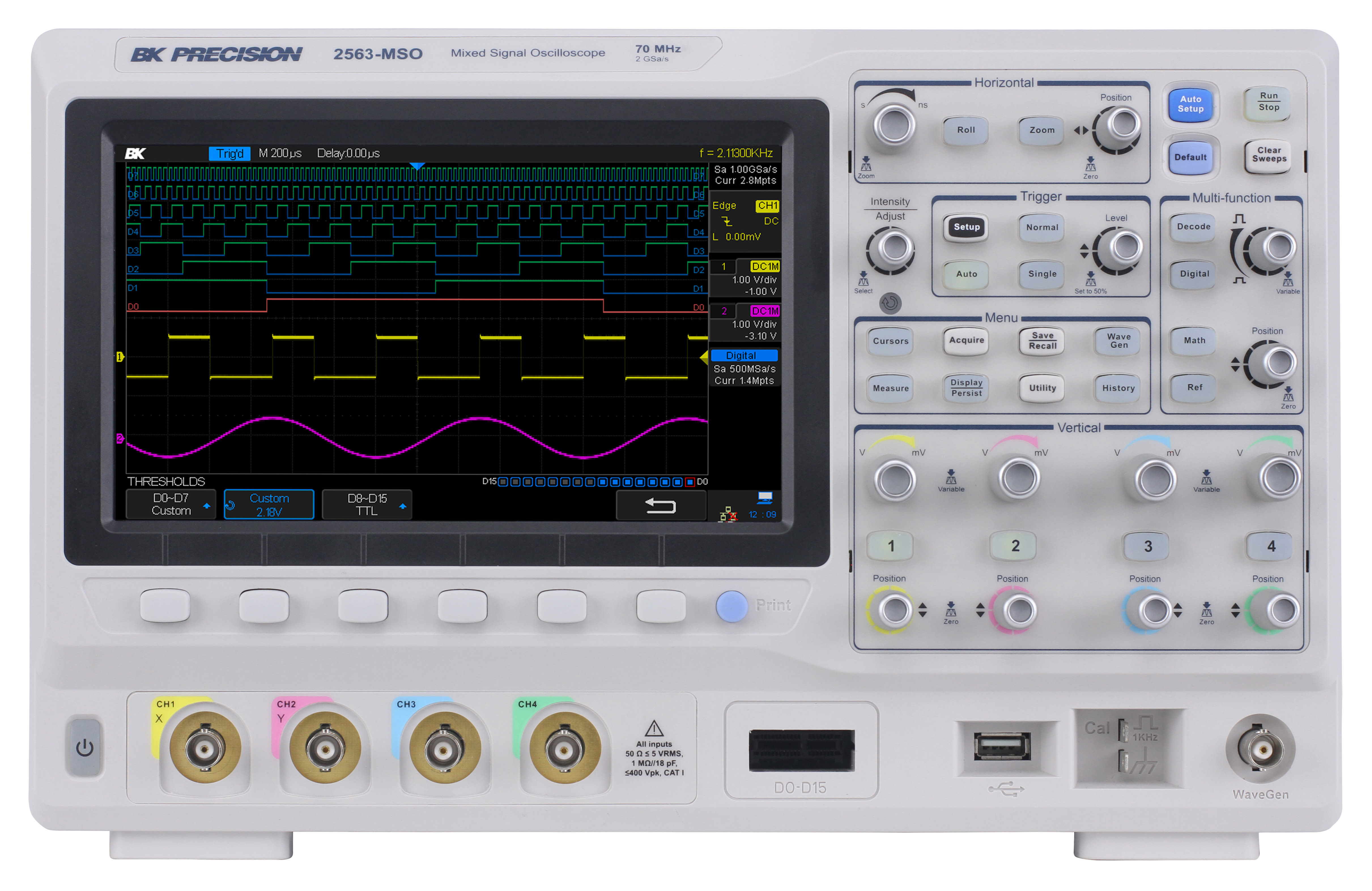 BK Precision 2563-MSO - 70 MHz 4 Ch Mixed Signal Oscilloscope