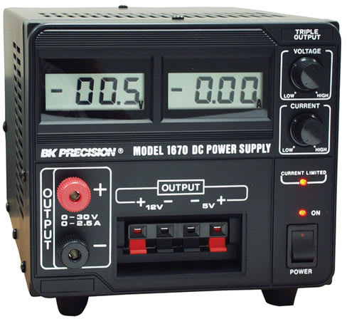 BK Precision 1670 - Triple-Output 30V, 2.5A Digital Display DC Power Supply