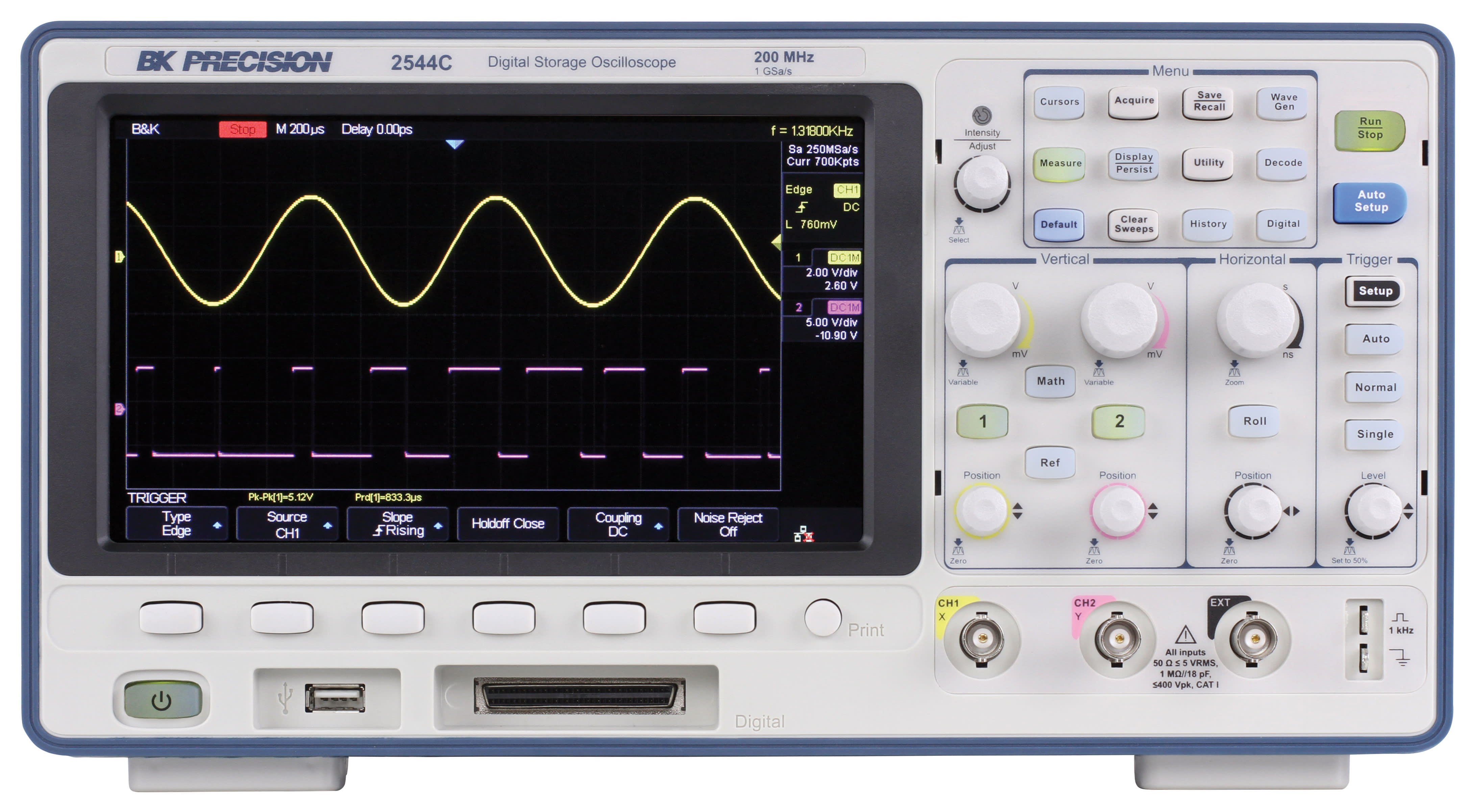 BK Precision 2544C - 200 MHz Digital Storage Oscilloscope