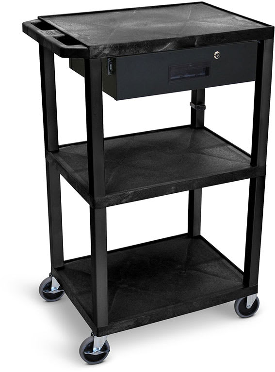 Buy Luxor 32 x 18 2-Tub/1-Flat Middle Shelf Utility Carts