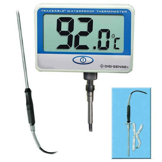 Traceable WD-37803-88 High-Acc RTD Refrig/Freezer Thermometer, NIST