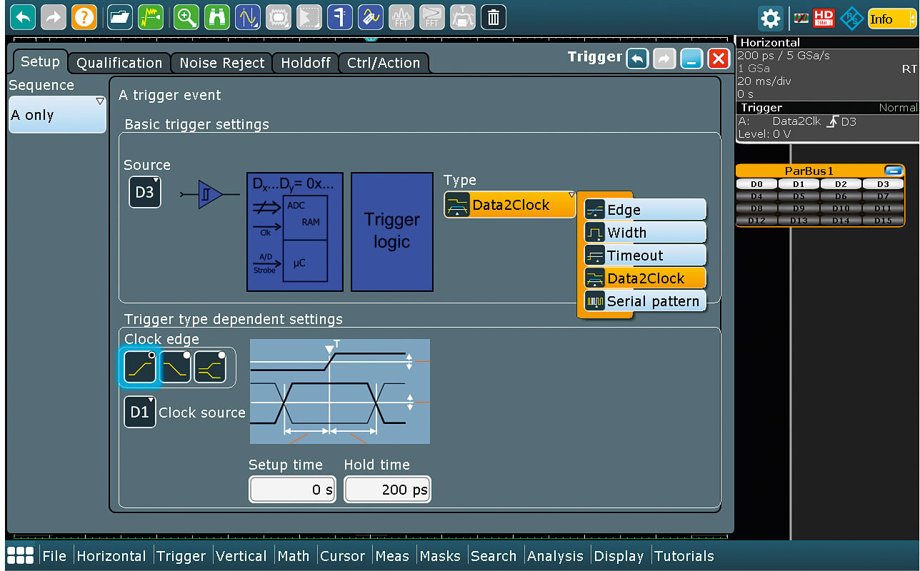Precise triggering on signal events