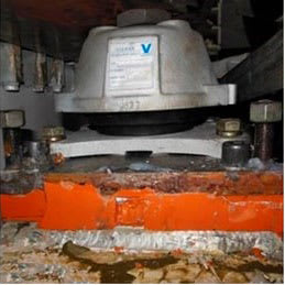 Resilient mount on epoxy chock