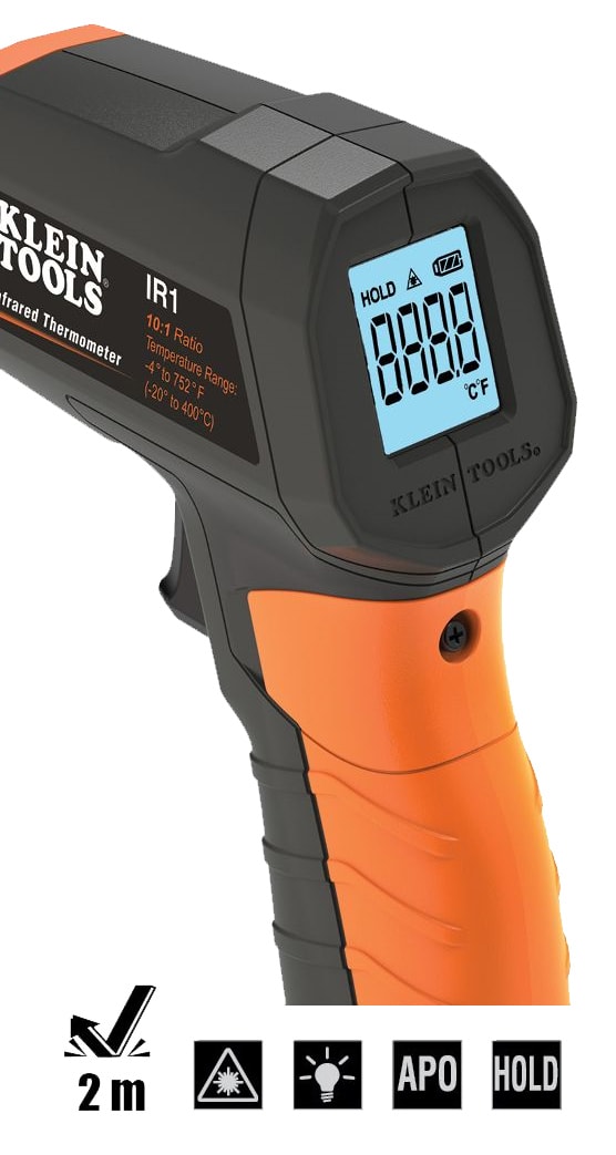 Klein Tools Infrared Digital Thermometer with Laser, 10:1 (Klein Tools IR1)