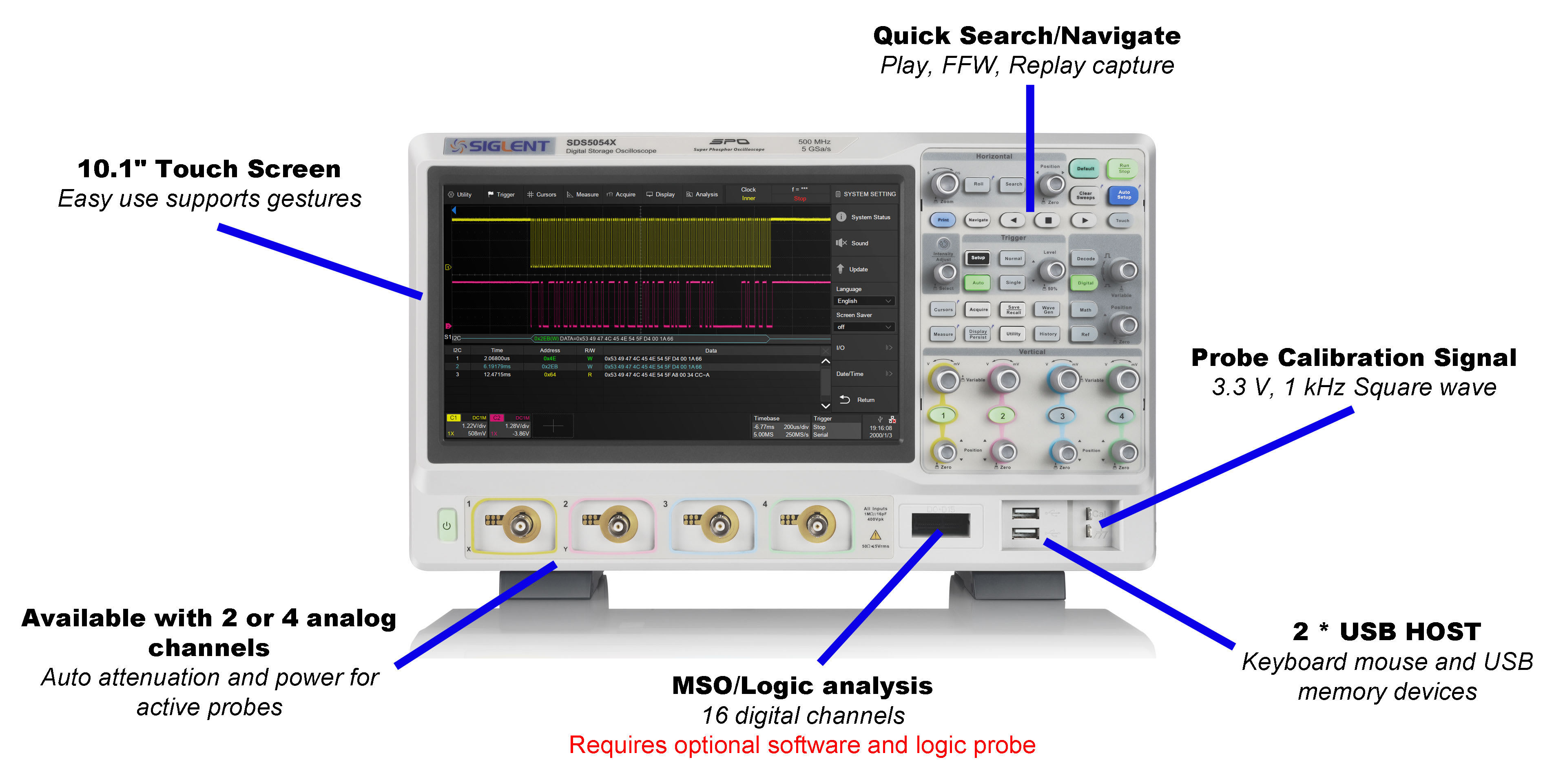 Siglent SDS5034X - 350MHz / 4 Channel Digital Oscilloscope