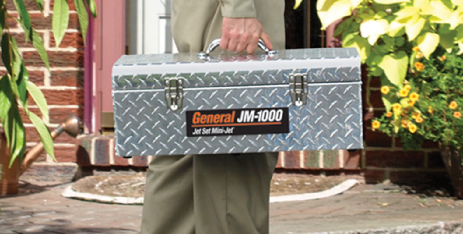 General Pipe Cleaners JM1000B JM1000 MiniJet Water Jet Drain Cleaner Package (with 50ft x