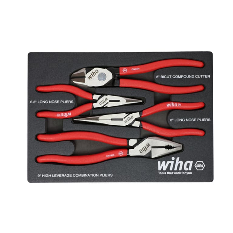 Wiha 34682 - 8 Piece Classic Grip Pliers and Cutters Tray Set