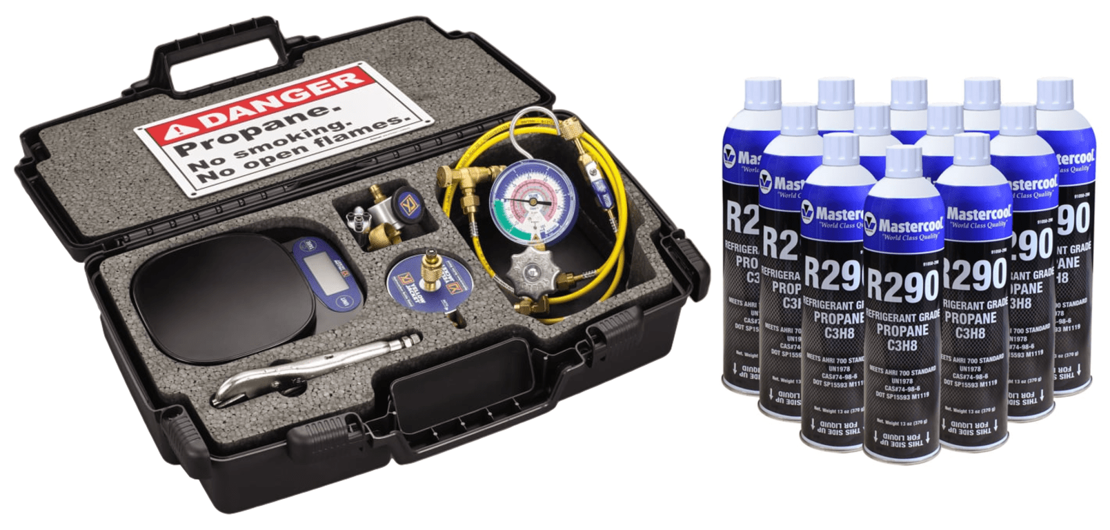 Yellow Jacket 61001 Hydrocarbon Charging Kit with Twelve Cans of R290
